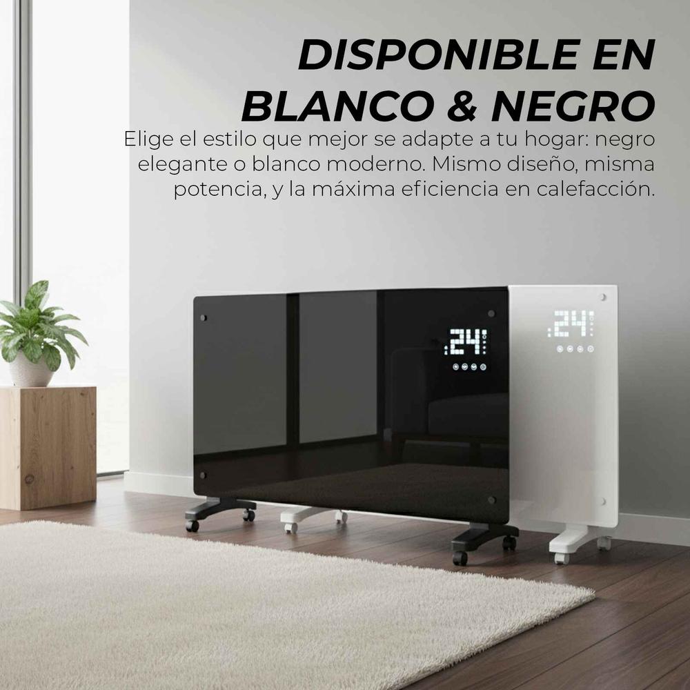 Emisor Térmico de Cristal YOEVU 2500 W – Calefactor Eléctrico LED con Mando y Temporizador