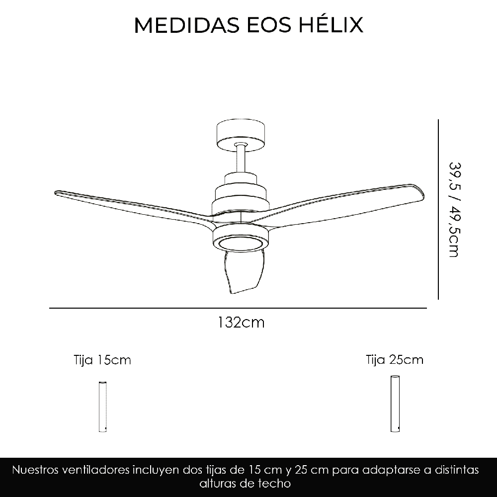 Ventilador de Techo Inteligente Yoevu Helix con Luz LED – Control Wi-Fi y Alexa, 6 Velocidades