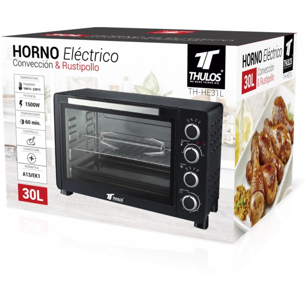 Horno Eléctrico Thulos TH-HE31L 30 L – 1500 W, Convección y Rustipollo