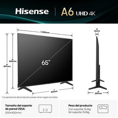 Hisense 65A6Q – 65″ LED 4K UHD Smart TV