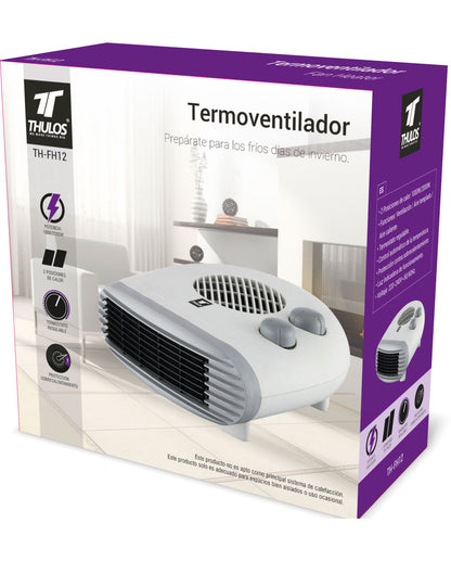 Termoventilador Eléctrico THULOS TH-FH12 – 1000/2000 W, 3 Modos, Termostato