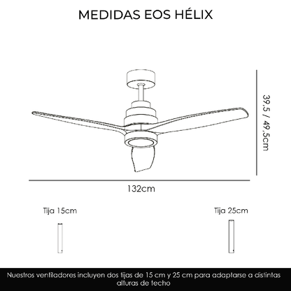 Ventilador de Techo Inteligente Yoevu Helix con Luz LED – Control Wi-Fi y Alexa, 6 Velocidades