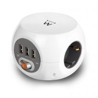 Regleta Cubo 3 Tomas/3 USB Blanco