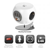 Regleta Cubo 3 Tomas/3 USB Blanco