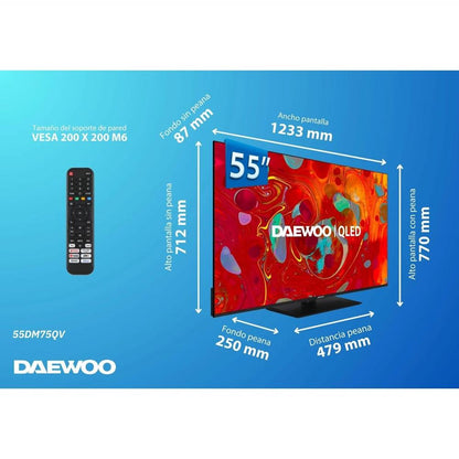 TV Daewoo 55DM75QV 55″ QLED 4K UHD Smart TV – HDR10, Dolby Vision y Wi-Fi