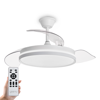 Ventilador de Techo con Luz LED Motor DC Aspas Retráctiles 3 Tonalidades 6 Velocidades