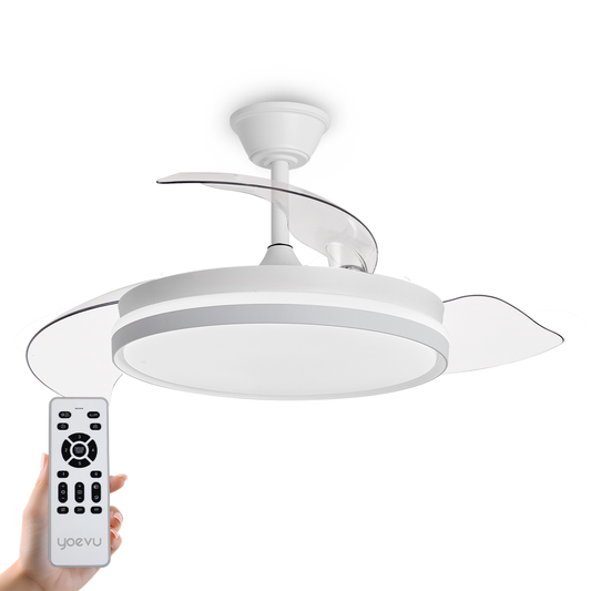 Ventilador de Techo con Luz LED Motor DC Aspas Retráctiles 3 Tonalidades 6 Velocidades