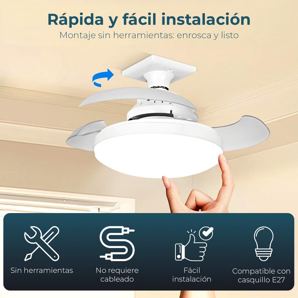 Mini Ventilador de Techo con Luz LED Yoevu-Compact