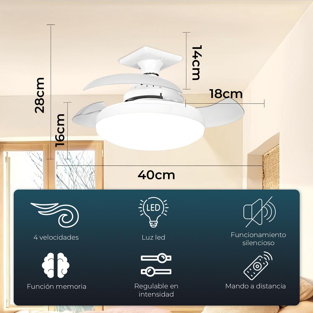 Mini Ventilador de Techo con Luz LED Yoevu-Compact